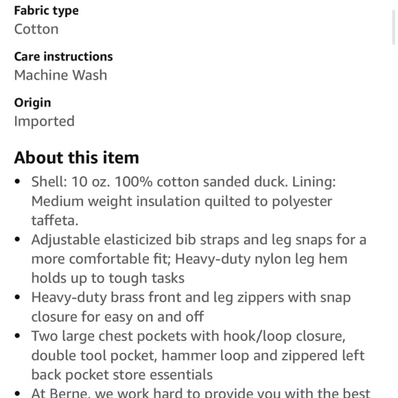 Womens Berne Softstone Duck Insulated Overall Bibs - Picture 5 of 7